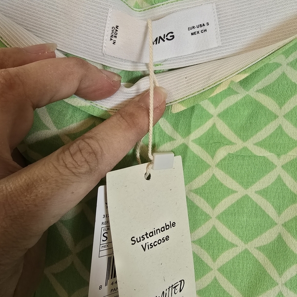 Mango Light Green Geometric Trousers Size S - Picture 3 of 7